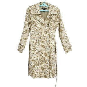 New York & Co Women's Camouflage Belted Beige Double-Breasted Trench Coat Size 4